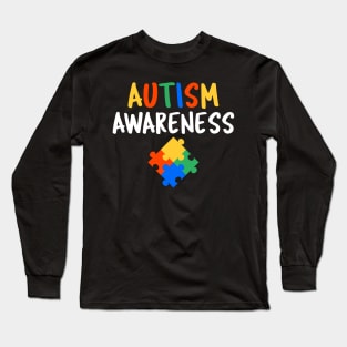 Cute Autism Awareness Colorful Puzzle Long Sleeve T-Shirt